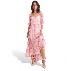 Francesca's Collections Carrie Corset High-Low Floral Maxi Dress SZ M Like New